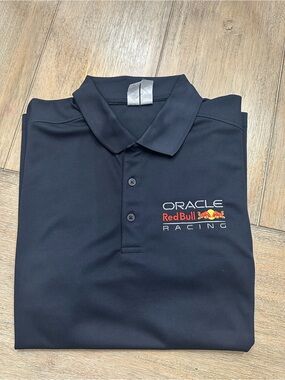 Red Bull Oracle Racing Blue Polo Collared Shirt | Size Medium